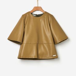 YELL-OH!  Μπλούζα δερματίνη pale khaki 42170129046-Χακί