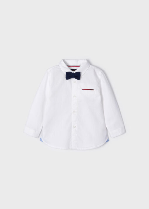 MAYORAL Πουκάμισο μακρυμάνικο ECOFRIENDS με παπιγιόν baby 12-02159-074 Λευκό