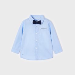 MAYORAL Πουκάμισο μακρυμάνικο ECOFRIENDS με παπιγιόν baby 12-02159-075 Γαλάζιο