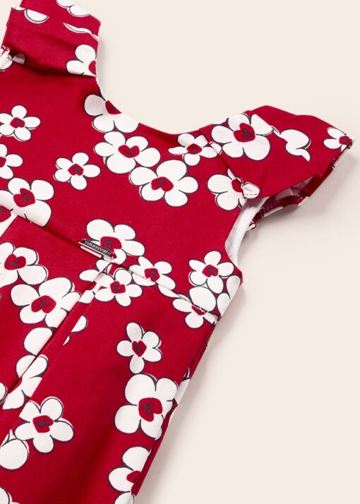 MAYORAL Φόρεμα σατινέ με floral στάμπα από βαμβάκι baby 23-01957-080 Κόκκινο - Image 3