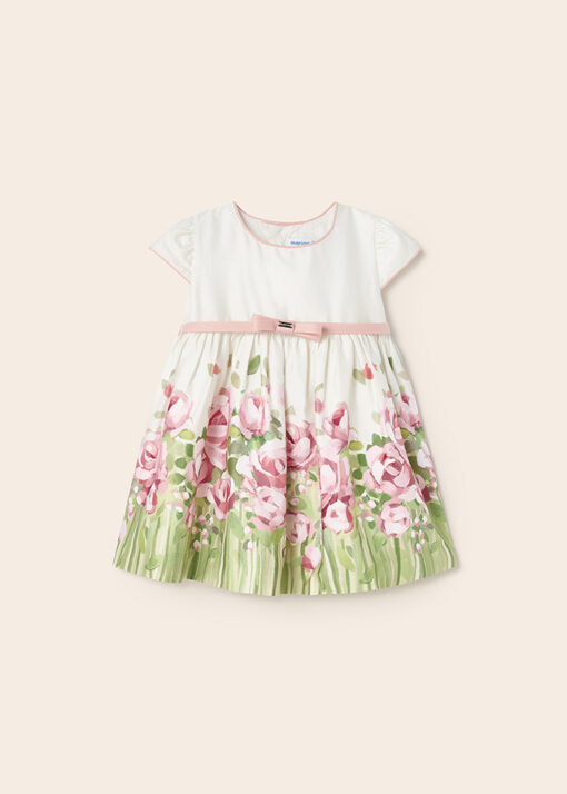 MAYORAL Φόρεμα με φούστα σταμπωτή από βαμβάκι baby 23-01959-034 Εκρού