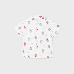 MAYORAL Πουκάμισο σταμπωτό Better Cotton μωρό 24-01112-080 Λευκό-ροζ