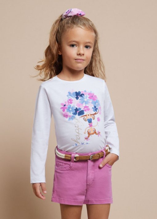 MAYORAL Μπλούζα με κοκαλάκι Better Cotton κορίτσι 24-03092-065 Λευκό-Μωβ - Image 5