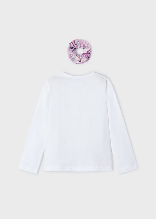 MAYORAL Μπλούζα με κοκαλάκι Better Cotton κορίτσι 24-03092-065 Λευκό-Μωβ - Image 4
