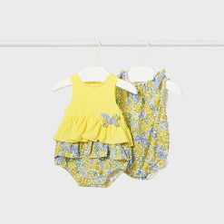 MAYORAL Σετ 2 φορμάκια σταμπωτά Better Cotton Νεογέννητο 24-01606-034 Κίτρινο