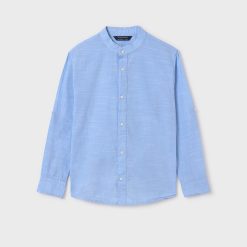 MAYORAL Πουκάμισο μακρυμάνικο μάο Better Cotton αγόρι 24-06121-044 Γαλάζιο