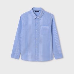 MAYORAL Πουκάμισο μακρυμάνικο ρίγες Better Cotton αγόρι 24-06125-040 Γαλάζιο