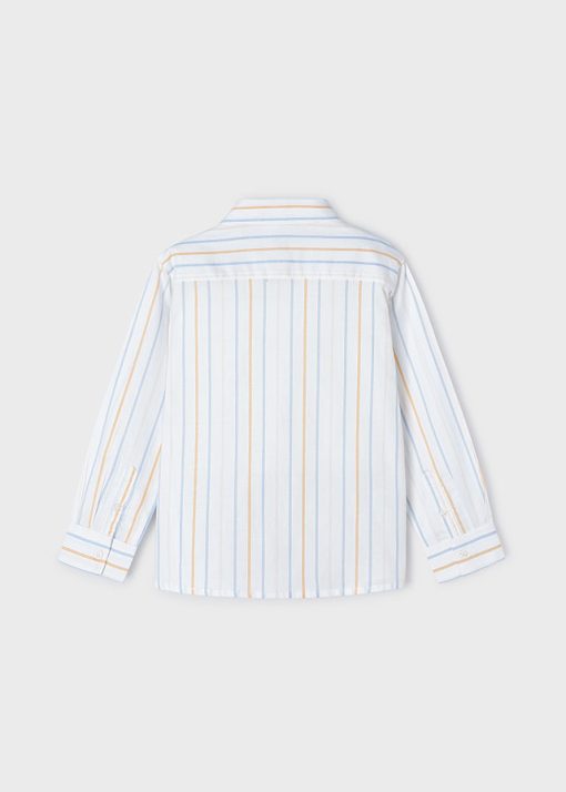 MAYORAL Πουκάμισο μακρυμάνικο ρίγες Better Cotton αγόρι 24-03123-032 Λευκό - Image 4