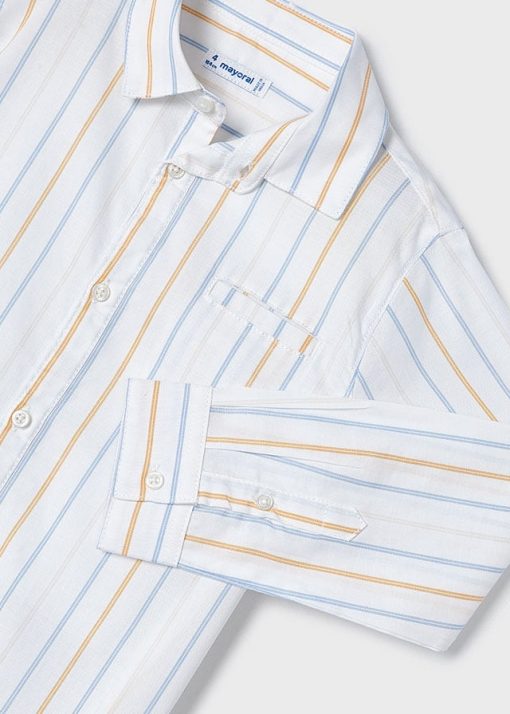 MAYORAL Πουκάμισο μακρυμάνικο ρίγες Better Cotton αγόρι 24-03123-032 Λευκό - Image 5