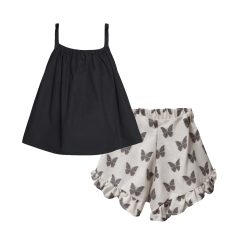 T6016 BUTTERFLY PAVILION SET W/POPLIN TOP & RUFFLE SHORTS KID PLUS