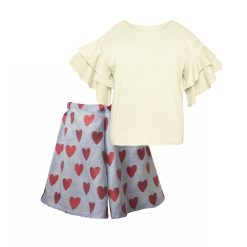 T6046 HEARTCLOUDS SET W/T-SHIRT & HEART LOOMED SHORTS KID