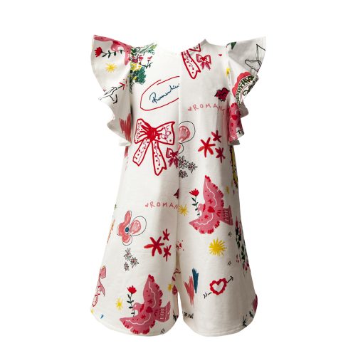 T6090 SCRAPBOOK RUFFLE SLEEVE ALLOVER PLAYSUIT KID