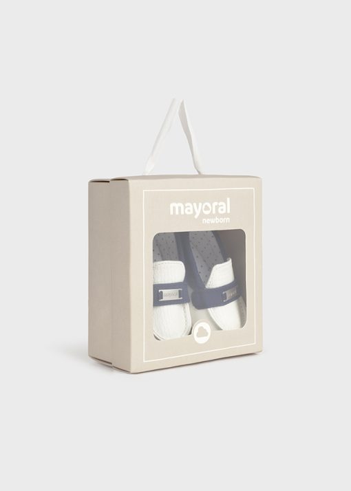 MAYORAL Μοκασίνια Νεογέννητο 25-09892-056 Άσπρο-Ναυτικό μπλε - Image 4