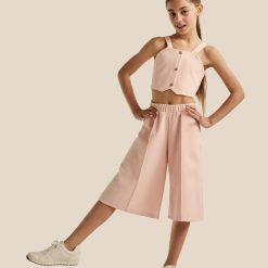 MELIN ROSE Σετ μπλούζα γιλέκο με βερμούδα MRS25-6187 Εκρού