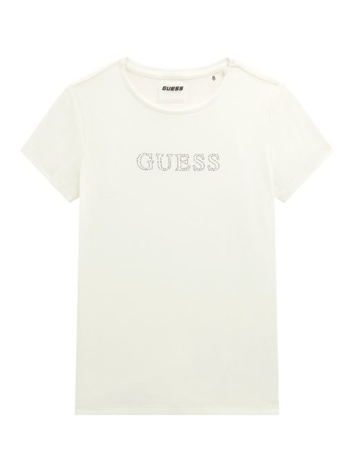 GUESS T-shirt με λογότυπο με στρας J4RI49J1314-G018 Λευκό