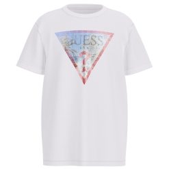 GUESS Mπλούζα με τριγωνικό λογότυπο L5GI26K8HM4-G011 Λευκό