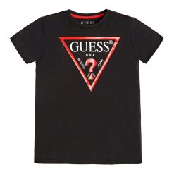 GUESS Mπλούζα με τριγωνικό λογότυπο N73I55K8HM0-JBLK Μαύρο