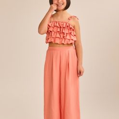 MELIN ROSE Σετ μπλούζα με βολάν και παντελόνα MRS25-6181 Eκαι