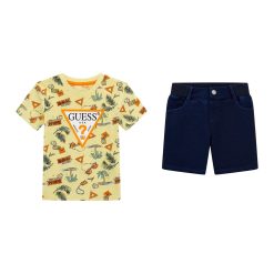 GUESS Σετ t-shirt με τριγωνικό λογότυπο και σορτς N5GG05K8HM4-P71M Μπλε