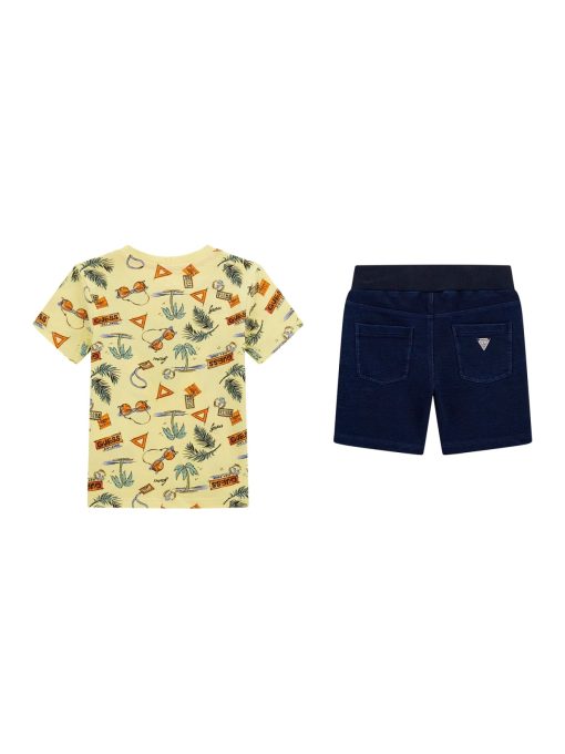 GUESS Σετ t-shirt και σορτς N5GG00K8HM4-PG21 Κίτρινο - Image 2