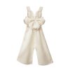T6268 WHIPPED CREAM CROCHET FLOWER LINEN JUMPSUIT BABY PLUS