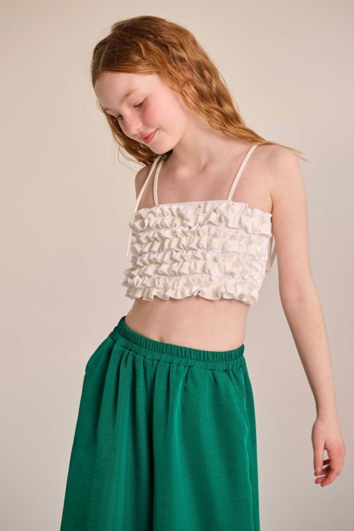 MELIN ROSE Crop top με βολάν στο μπούστο MRS25-0403 Εκρού