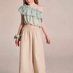 MELIN ROSE Ψηλομεση παντελόνα με λάστιχο στη μέση MRS25-3282 Μπέζ