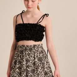 MELIN ROSE Crop top με βολάν στο μπούστο MRS25-0403 Mαύρο