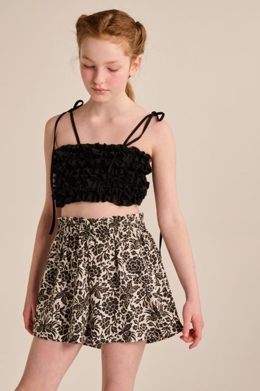 MELIN ROSE Crop top με βολάν στο μπούστο MRS25-0403 Mαύρο