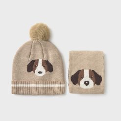 MAYORAL Σετ σκούφος και κασκόλ μωρό 15-10018-062 Μπεζ έντονο