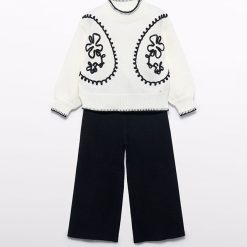 Abel & Lula Σετ παντελόνι πλεκτό κορίτσι 15-05729-002 Κρεμ-Μαύρο