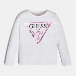 GUESS Mπλούζα μακρυμάνικη με λογότυπο κορίτσι K84I18K8HM0-G011 Λευκό