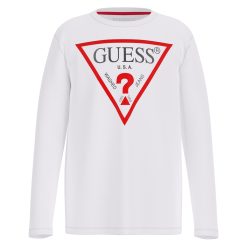 GUESS Mπλούζα μακρυμάνικη με λογότυπο αγόρι L84I29K8HM0-G011 Λευκό