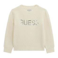 GUESS Πουλόβερ με λογότυπο παγιέτες K5BR00Z3220-G012 Λευκό