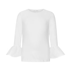 T6729 Monochrome Ruffled Sleeve Top White