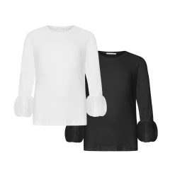Alternative view of T6730 Monochrome Puff Sleeve Top White
