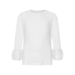 T6730 Monochrome Puff Sleeve Top White