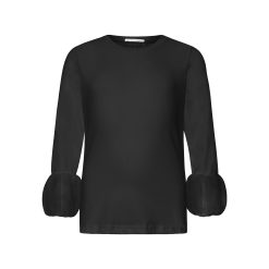 T6730 Monochrome Puff Sleeve Top Black