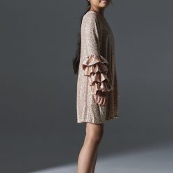 Alternative view of MELIN ROSE Φόρεμα παγιέτα κορίτσι MRW25/26-1212 Mπεζ