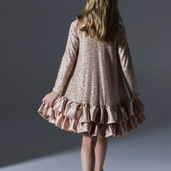 Alternative view of MELIN ROSE Φόρεμα παγιέτα με βολάν MRW25/26-1214 Μπρονζέ