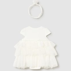 Alternative view of MAYORAL Φόρεμα βολάν με κορδέλα νεογέννητο 26-01601-059 Εκρού
