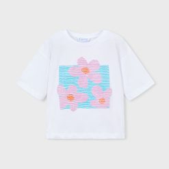 MAYORAL Μπλούζα κορίτσι 26-03016-025 Λευκό-Λιλά