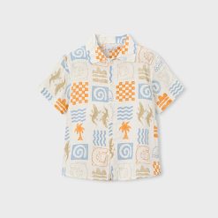 MAYORAL Πουκάμισο αγόρι 26-03115-025 Κρεμ Πορτοκαλί