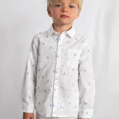 Alternative view of MAYORAL Πουκάμισο λινό αγόρι 26-03119-037 Λευκό-μπλε