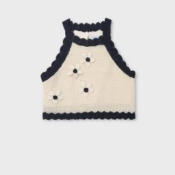 MAYORAL Πλεκτό τοπ κορίτσι 26-06021-035 Μπεζ-μαύρο