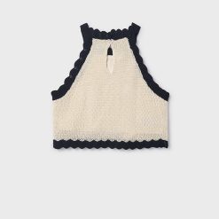 Alternative view of MAYORAL Πλεκτό τοπ κορίτσι 26-06021-035 Μπεζ-μαύρο