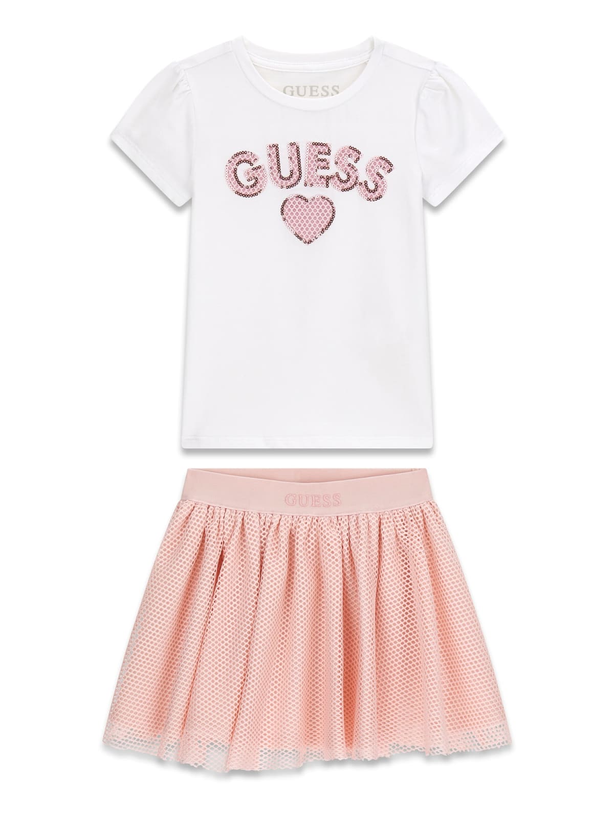 Guess Παιδικό σετ με φούστα κορίτσι K6RG09K6YW0-G011 Λευκό