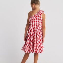 Alternative view of T7041 May Picnic Vichy One Shoulder Ruffle Dress Kid Red