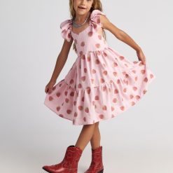 T7079 Summer Tart 3-Layer Ruffle Dress for Kids Pink