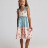 T7110 Butterfly Sky 3-Layer Bicolour Dress Ecru